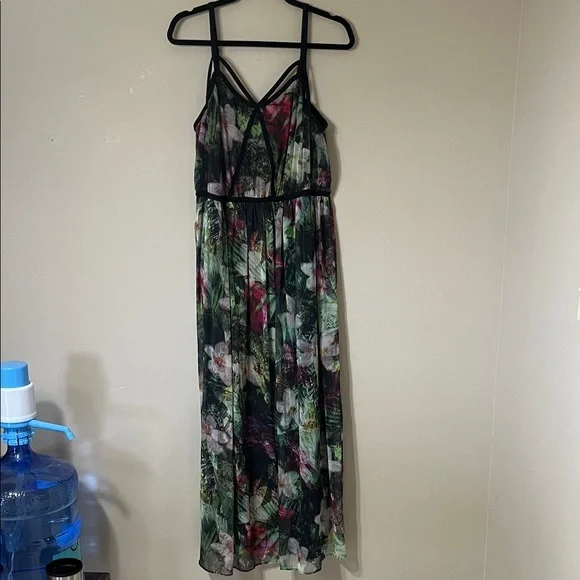 Lane Bryant Black Floral Strappy Maxi Dress - Picture 2 of 7